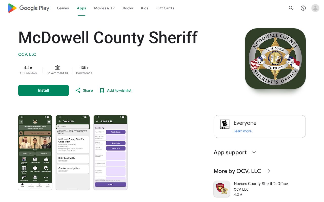 McDowell County Sheriff app public-safety listing