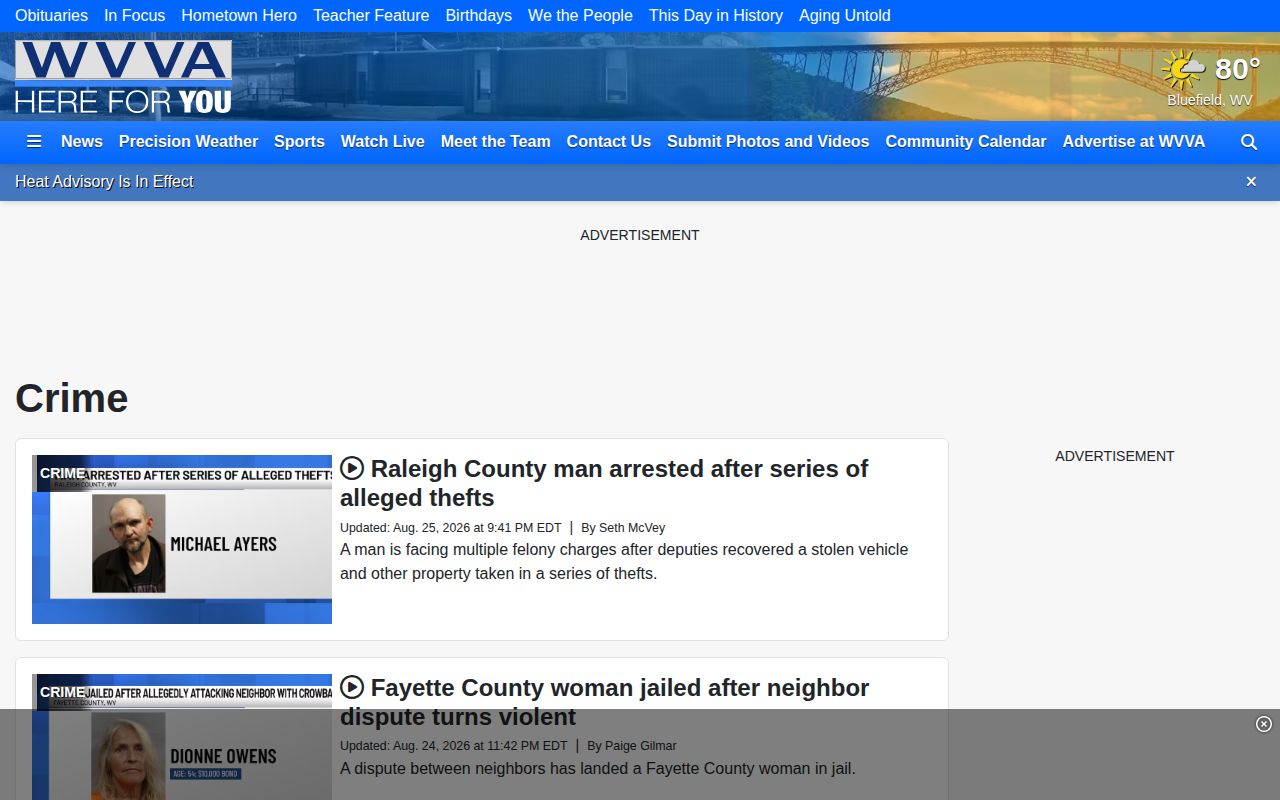 McDowell County crime news section from WVVA